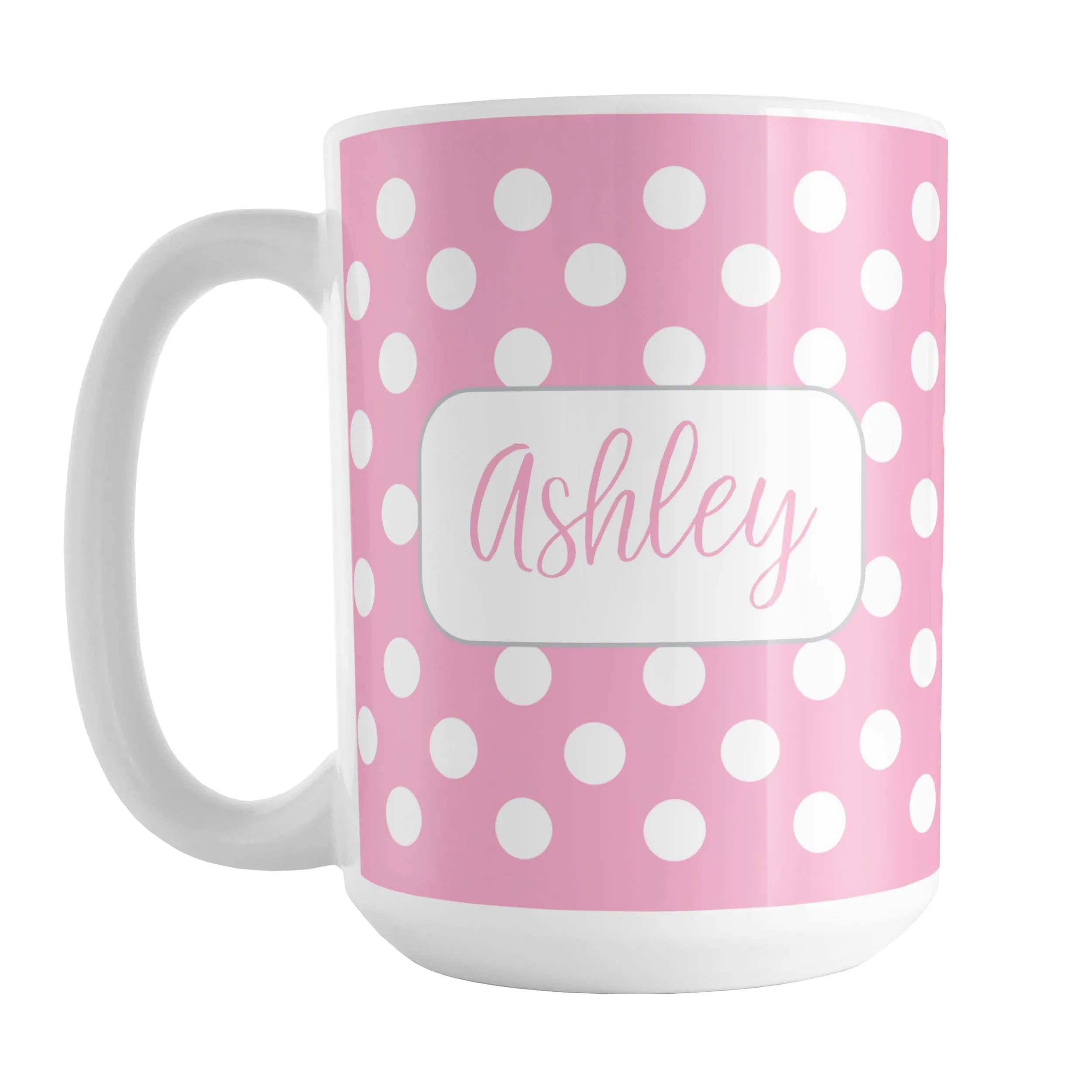 Personalized Pink Polka Dot Mug