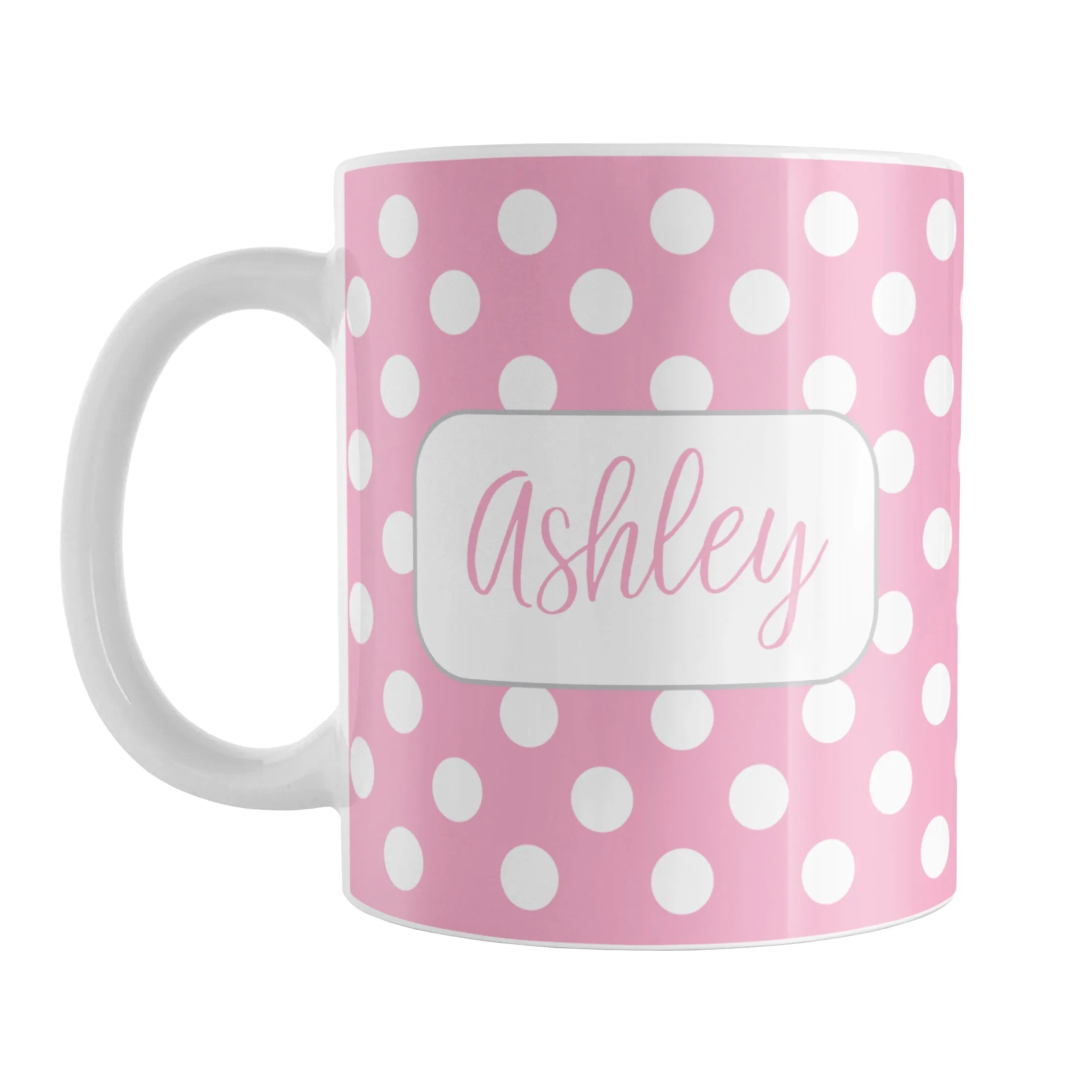 Personalized Pink Polka Dot Mug