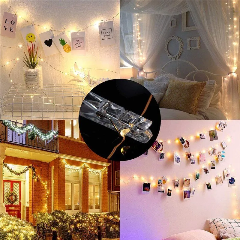 Photo String Lights with Photo Clip - Fairy Garland DIY Deco for Outdoor, Wedding