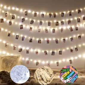 Photo String Lights with Photo Clip - Fairy Garland DIY Deco for Outdoor, Wedding