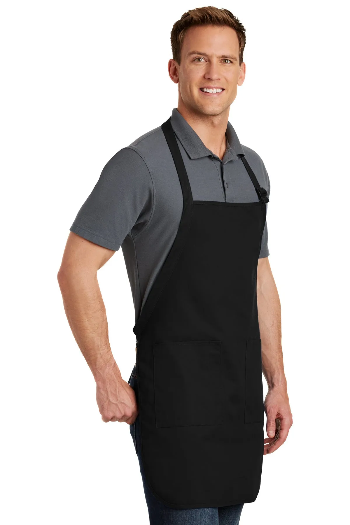 Port Authority Full-Length Custom Aprons with Pockets, Black