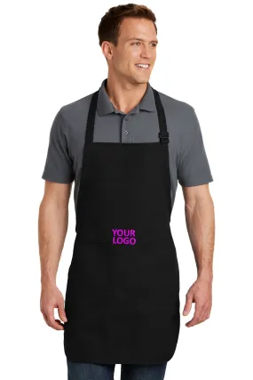 Port Authority Full-Length Custom Aprons with Pockets, Black