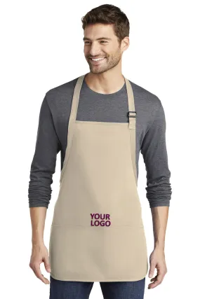 Port Authority Medium-Length Custom Aprons with Pouch Pockets, Stone