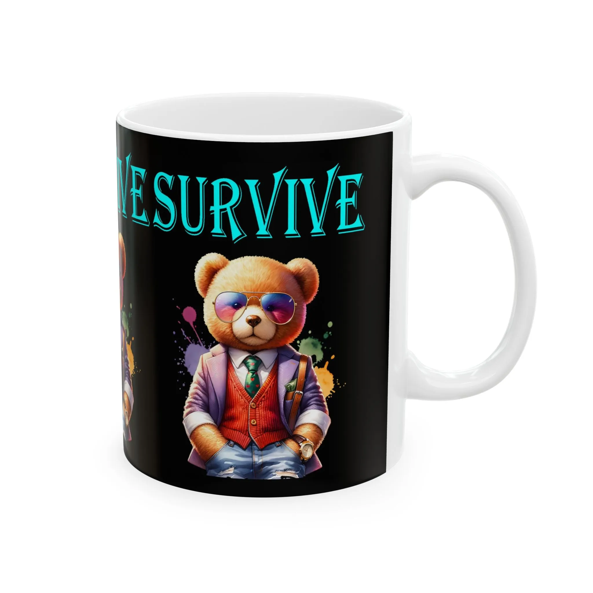 Princess Grace Cool Bear Survival Ceramic Mug - Unique Animal Coffee Cup for Teddy Bear Lovers