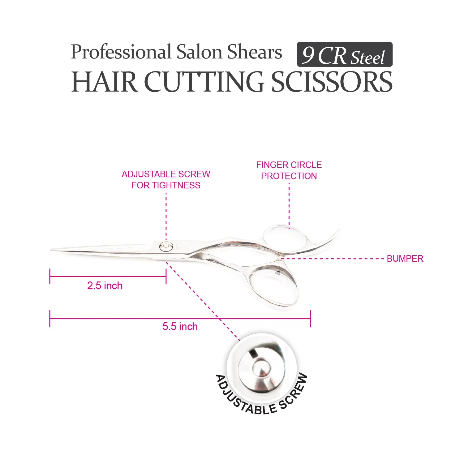 Professional 5.5" Salon Hair Cutting Scissors (9CR Steel)