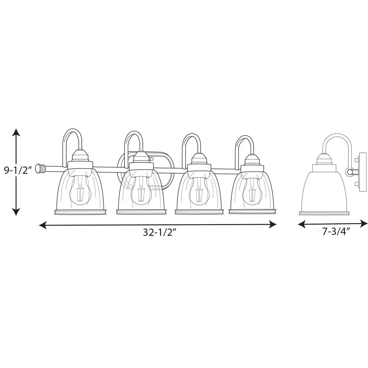 Progress P300181 Saluda 4-lt Bath Vanity Light