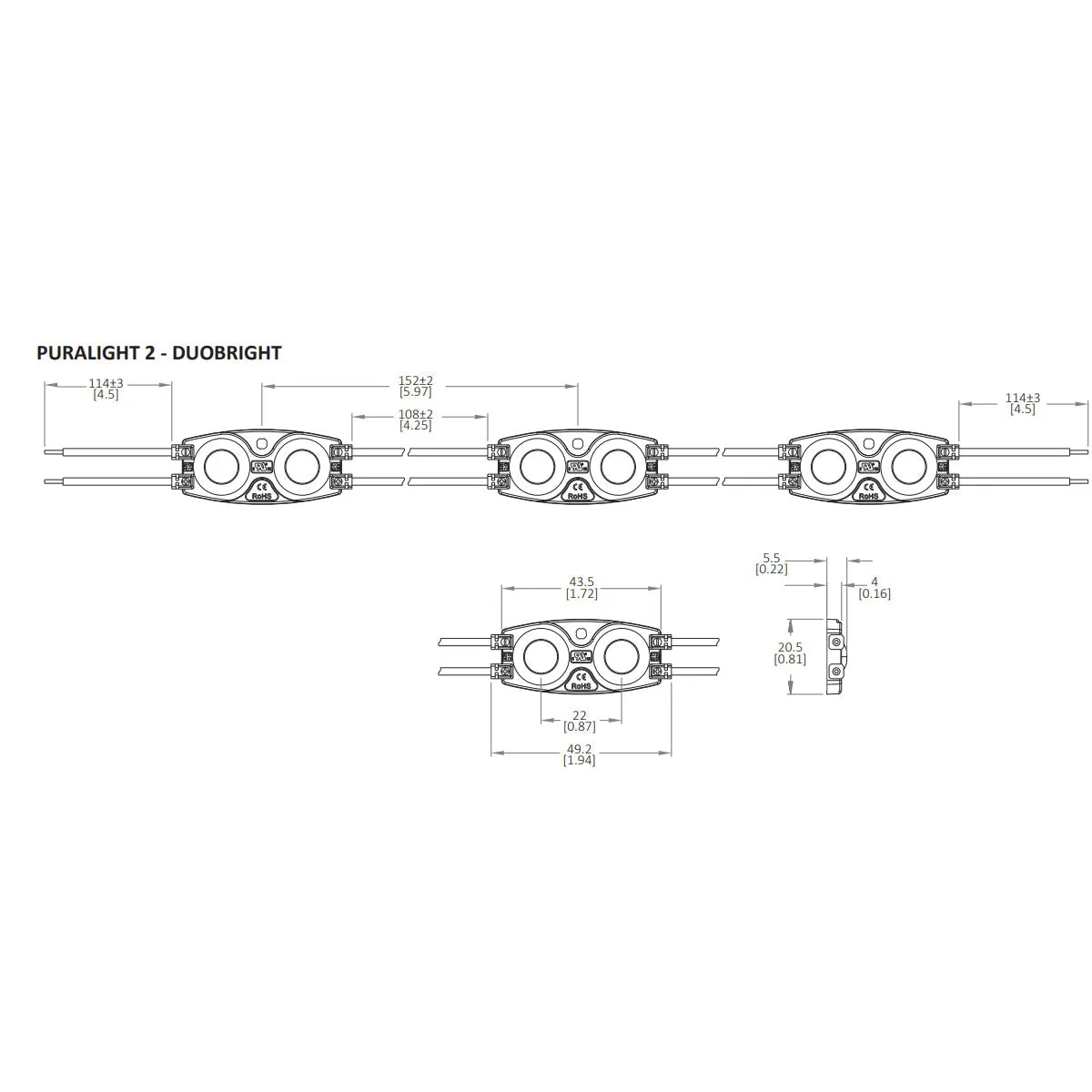 PURALIGHT 2, DUOBRIGHT Wide Beam LED Light Module, 31 Lumens per Module, Red, 12V, 40 Module Strand