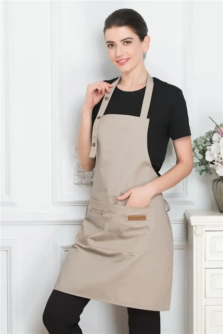 Pure Color Work Aprons  Chef Bibs Waiter BBQ Hairdresser Uniform Adjustable Kitchen Accessory