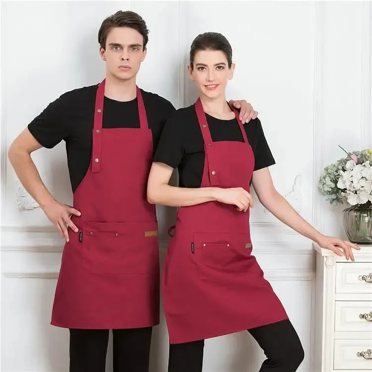 Pure Color Work Aprons  Chef Bibs Waiter BBQ Hairdresser Uniform Adjustable Kitchen Accessory