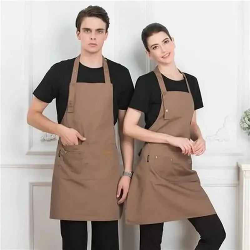 Pure Color Work Aprons  Chef Bibs Waiter BBQ Hairdresser Uniform Adjustable Kitchen Accessory