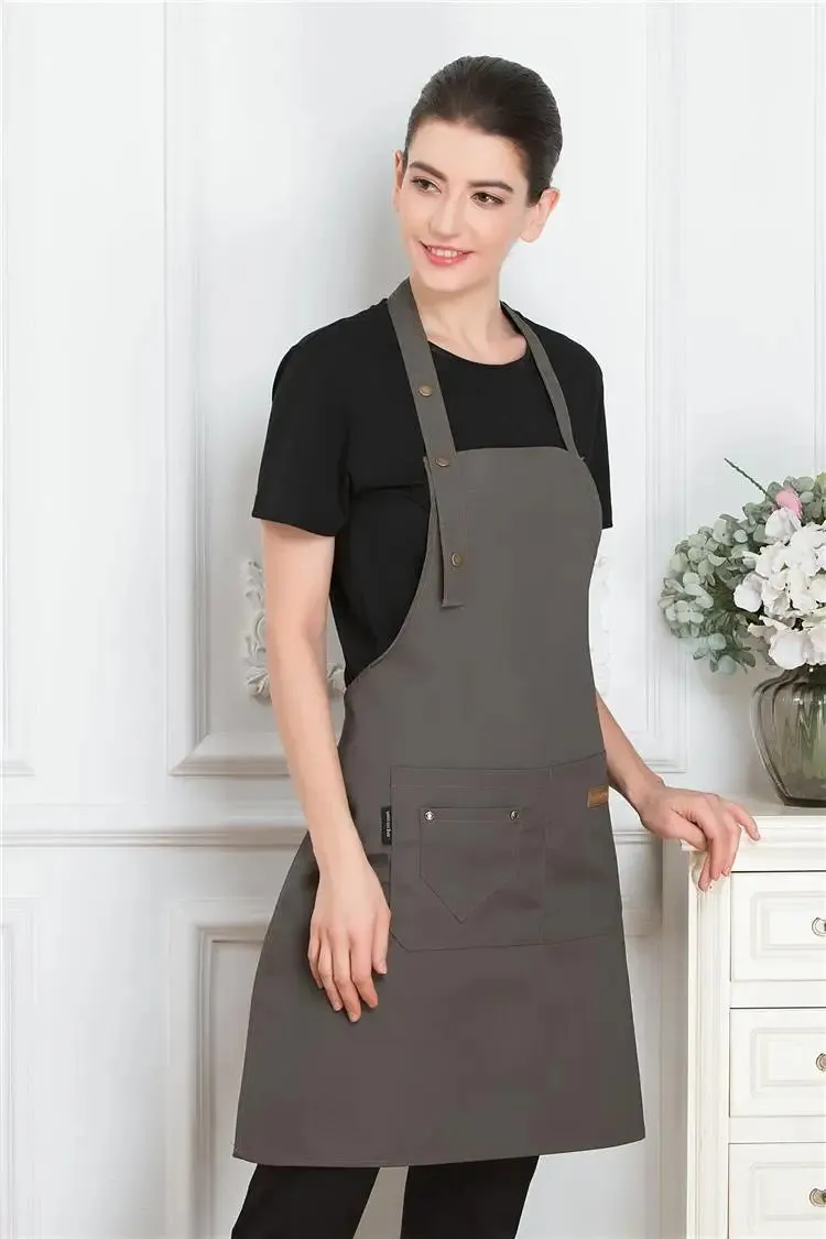 Pure Color Work Aprons  Chef Bibs Waiter BBQ Hairdresser Uniform Adjustable Kitchen Accessory