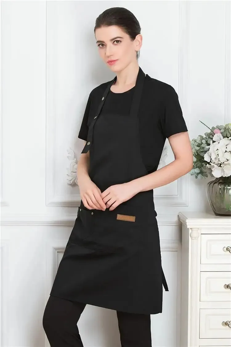 Pure Color Work Aprons  Chef Bibs Waiter BBQ Hairdresser Uniform Adjustable Kitchen Accessory