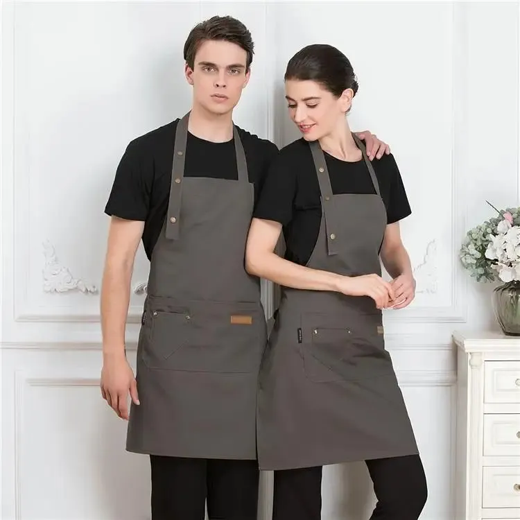 Pure Color Work Aprons  Chef Bibs Waiter BBQ Hairdresser Uniform Adjustable Kitchen Accessory