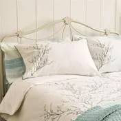 Pussy Willow Embroidered Duck Egg Duvet Cover