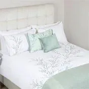 Pussy Willow Embroidered Duck Egg Duvet Cover