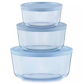 Pyrex Blue Tinted Bowls Storage Set 6pc