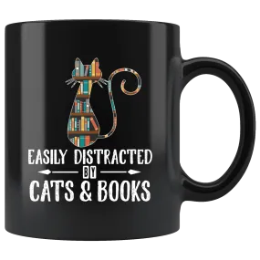 "Cats and books"11oz black mug