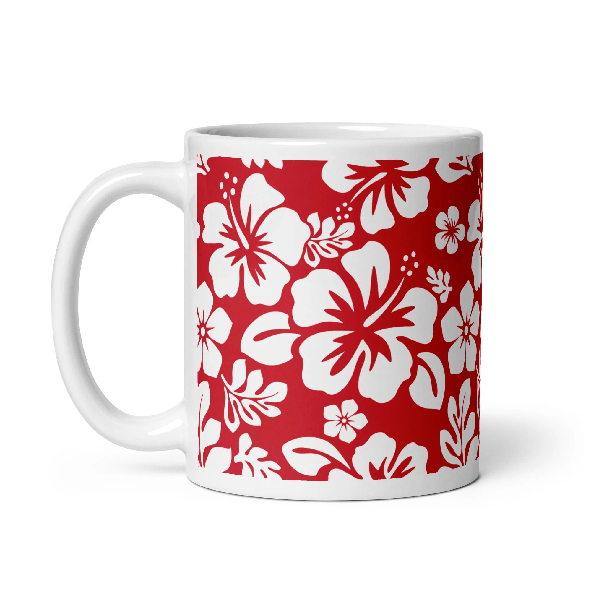 Red and White Hawaiian Flowers Coffee Mug