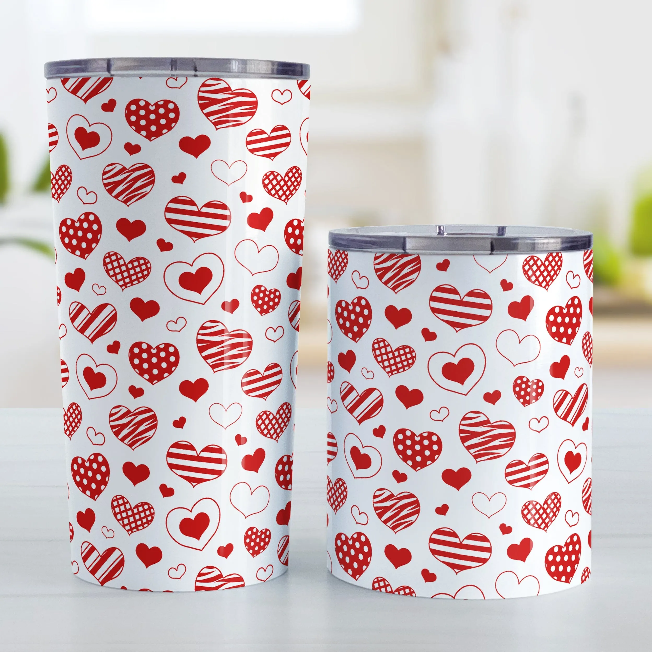 Red Heart Doodles Tumbler Cup