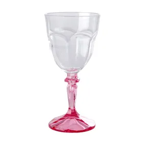 Rice DK Acrylic Two Tone Wine Glass in Clear with Pink Stem - 266ml