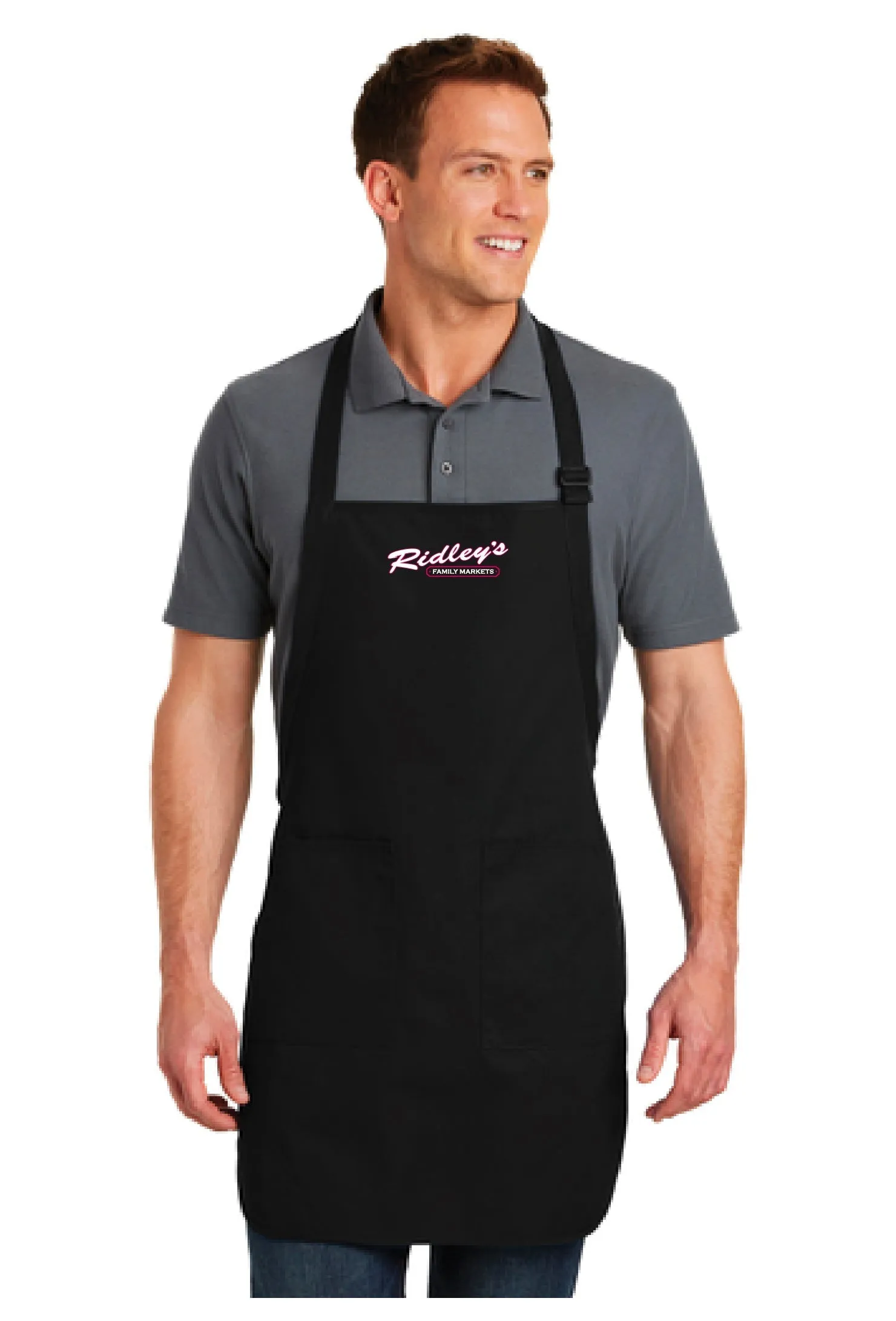 Ridley's - A500 Black Full-Length Apron with Pockets