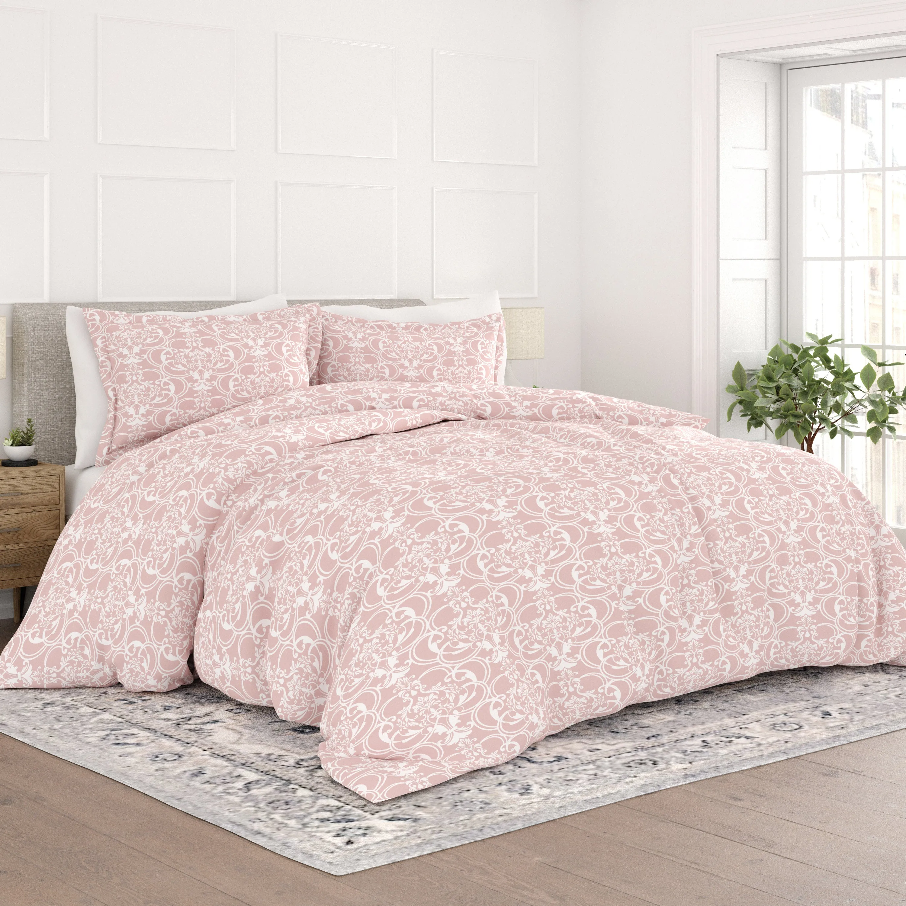 Romantic Damask Pattern 3-Piece Duvet Cover Set