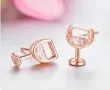 Rose Gold Wine Glasses Earrings With Swarovski Crystals