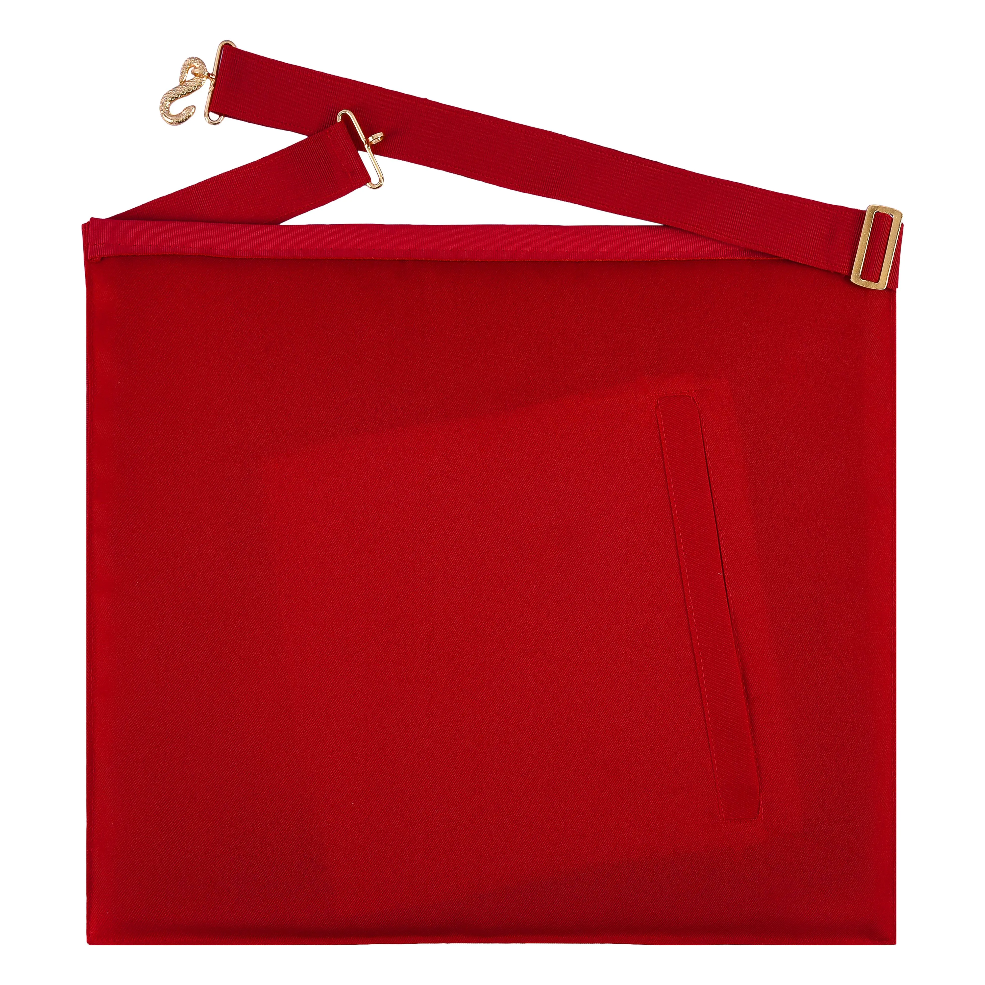 Royal Arch Chapter Apron - Red Velvet With Gold Embroided Emblem & Braid