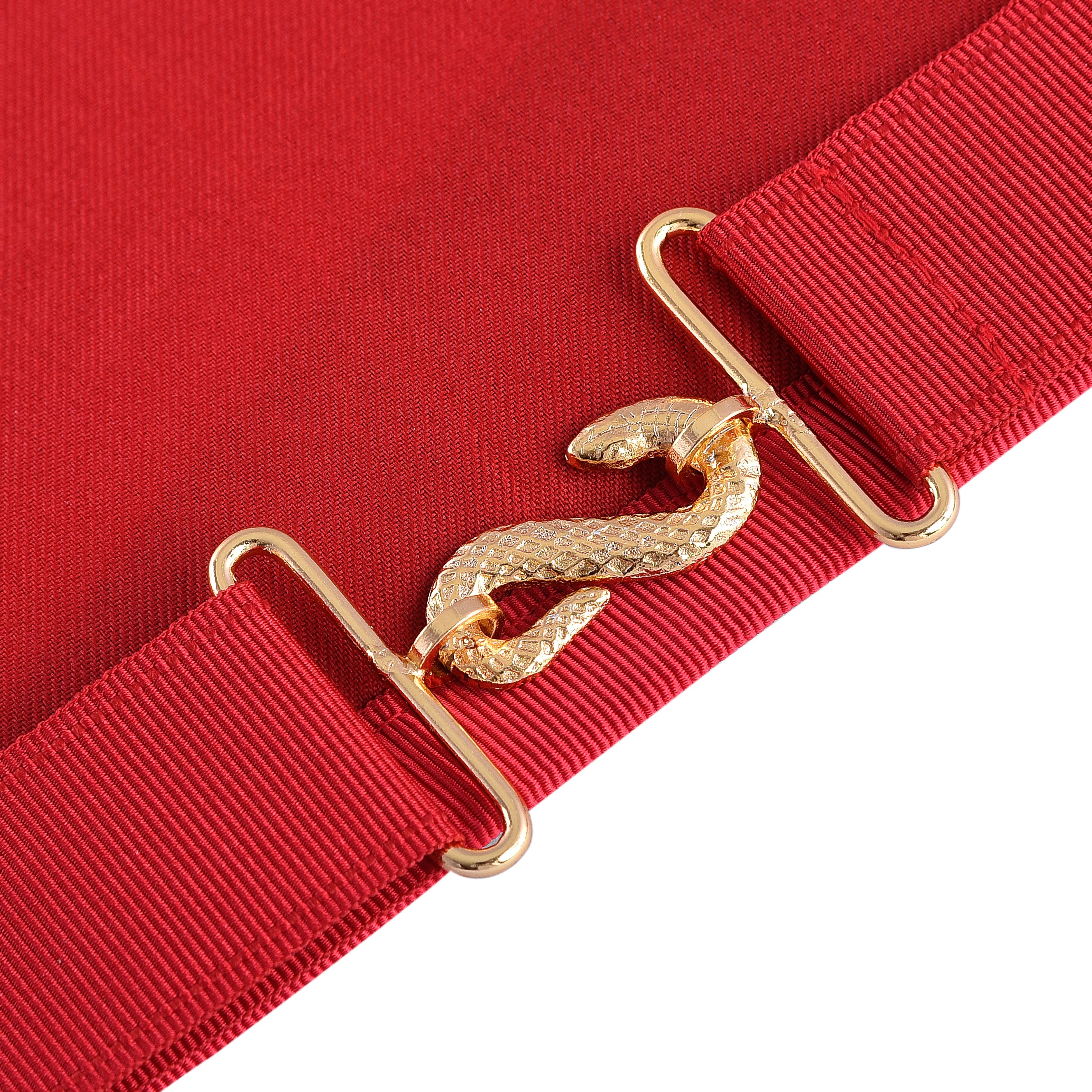 Royal Arch Chapter Apron - Red Velvet With Gold Embroided Emblem & Braid