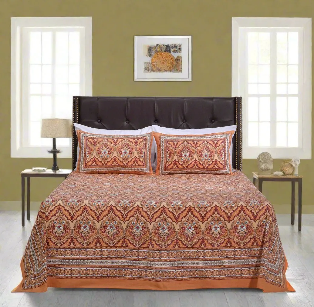 Rust Tiger Lily Cotton Bedsheet