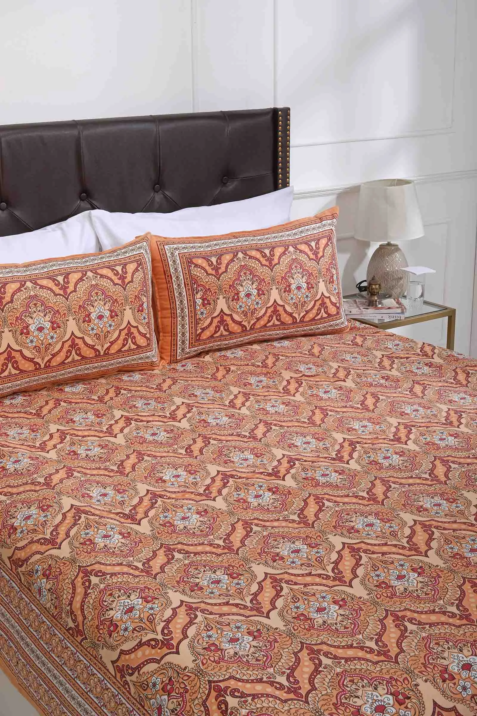 Rust Tiger Lily Cotton Bedsheet