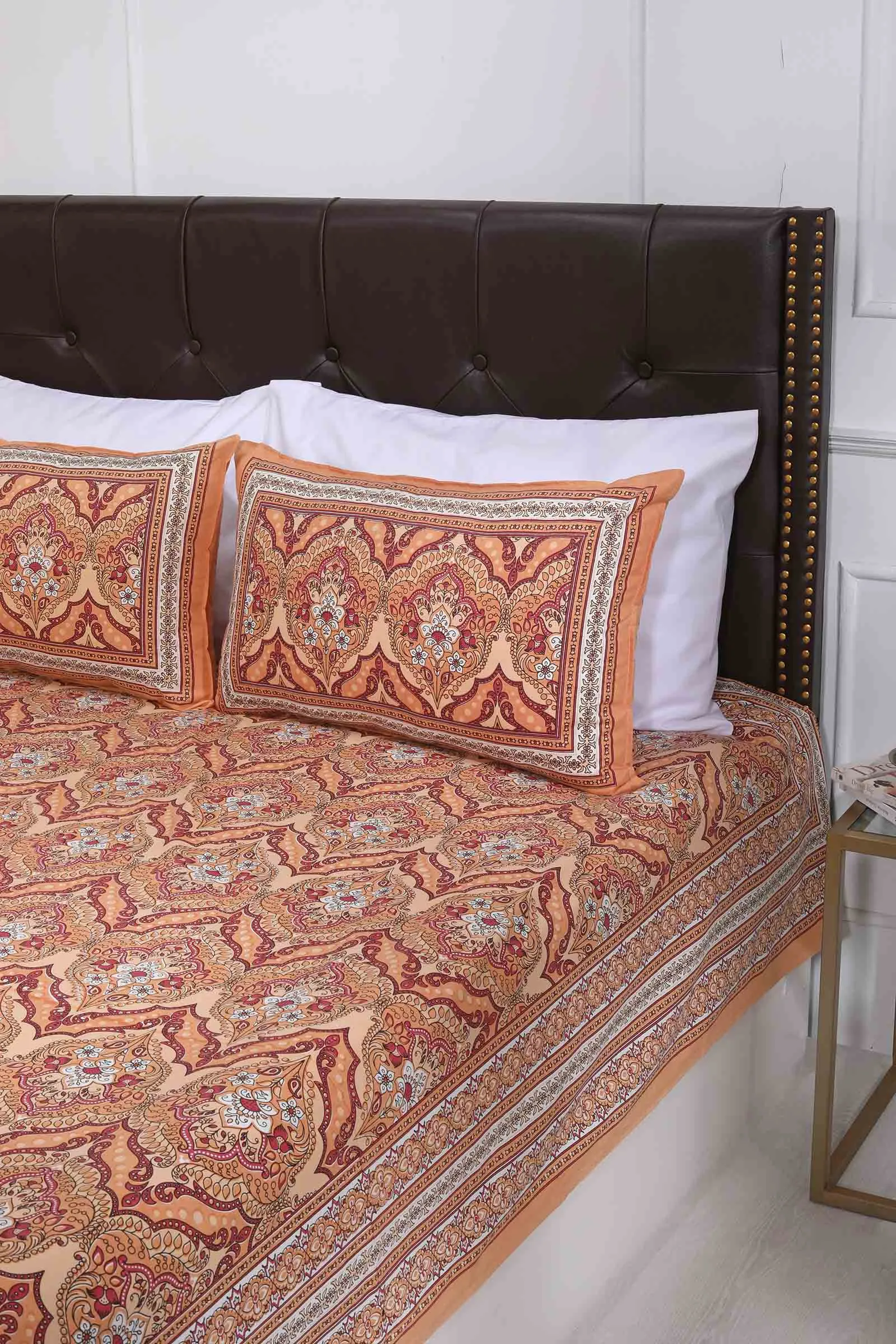 Rust Tiger Lily Cotton Bedsheet