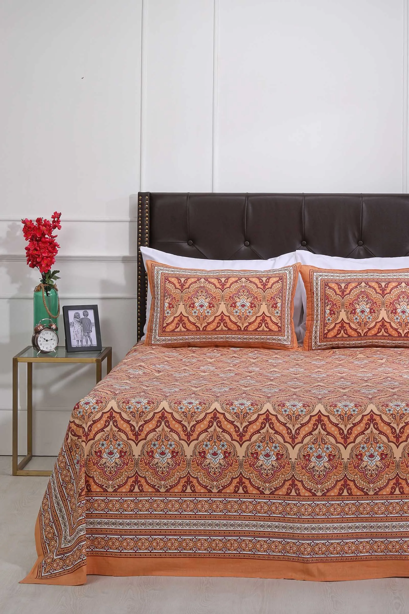 Rust Tiger Lily Cotton Bedsheet