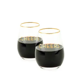 Rustic Farmhouse™ Cheers Stemless Wine Glass Set by Twine