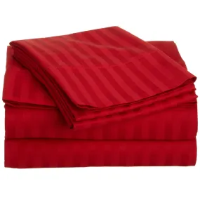 Satin Stripe Duvet Cover - 300 TC Red