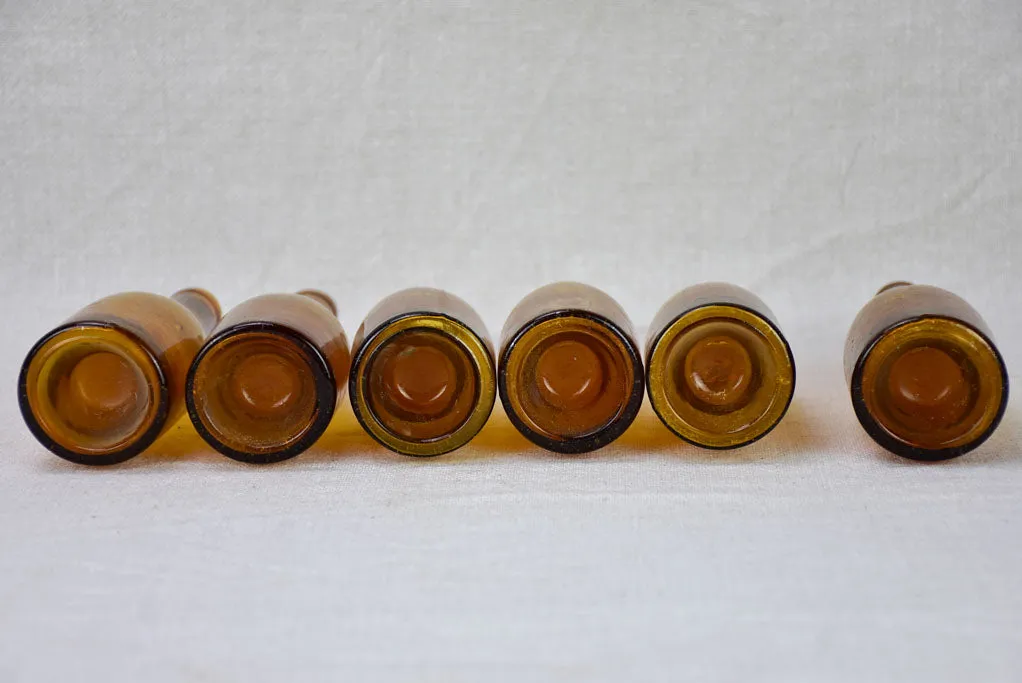 Set of six amber glass miniature bottles from the 19th century 6¼"