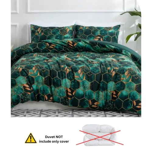 Single Size 4 pieces, Green Marble Design Duvet Cover set.