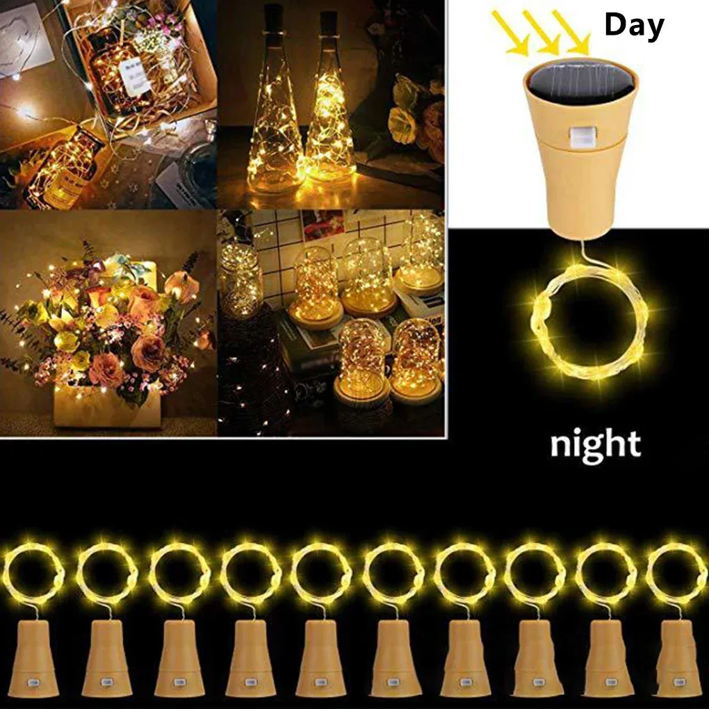 Solar-Powered Bottle Cork String Lights