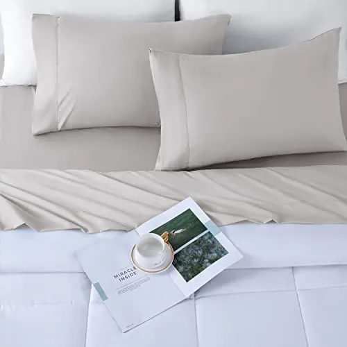 SONORO KATE 1000 Thread Count Bed Sheet Set 100% Egyptian Cotton Queen Size Sheet,Very Soft & Silky Sateen Weave Sheets,Luxury Hotel Fits Mattress Up to 16-20 inches Deep Pocket (Queen, Grey)