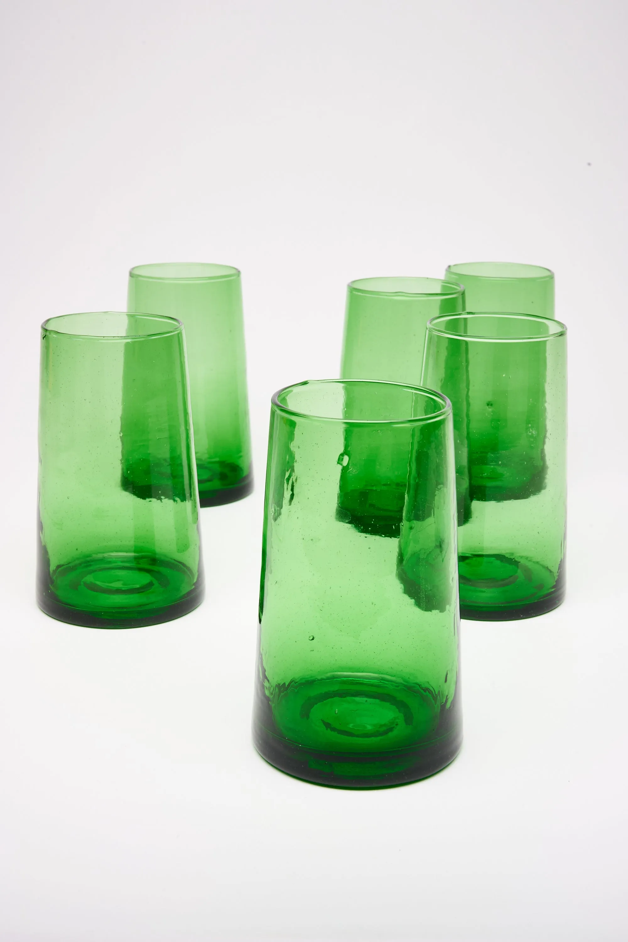 Tall Cone Moroccan Drinking Glasses in Green, SET OF 6