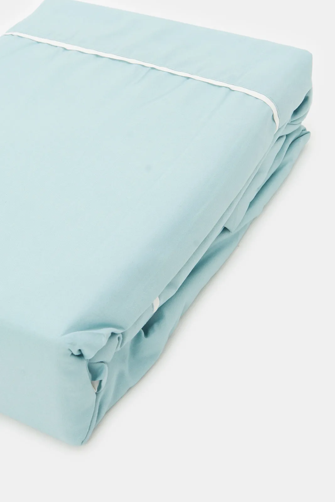 Teal And Ivory Reversible 3-Piece Duvet Cover Set (King Size)