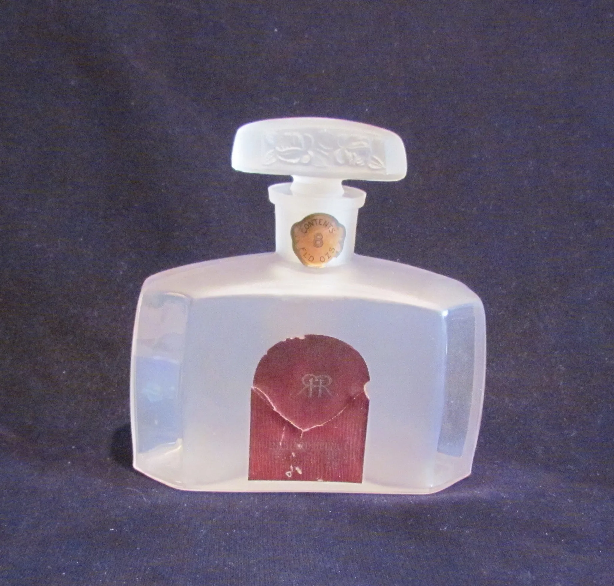 Three Flowers Perfume Bottle Vintage Richard Hudnut Frosted 8 Ounce Bottle 1920's Extremely Rare