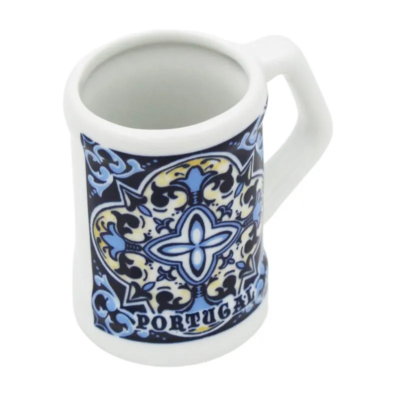 Traditional White Tile Azulejo Made in Portugal Mini Mugs, Set of 2