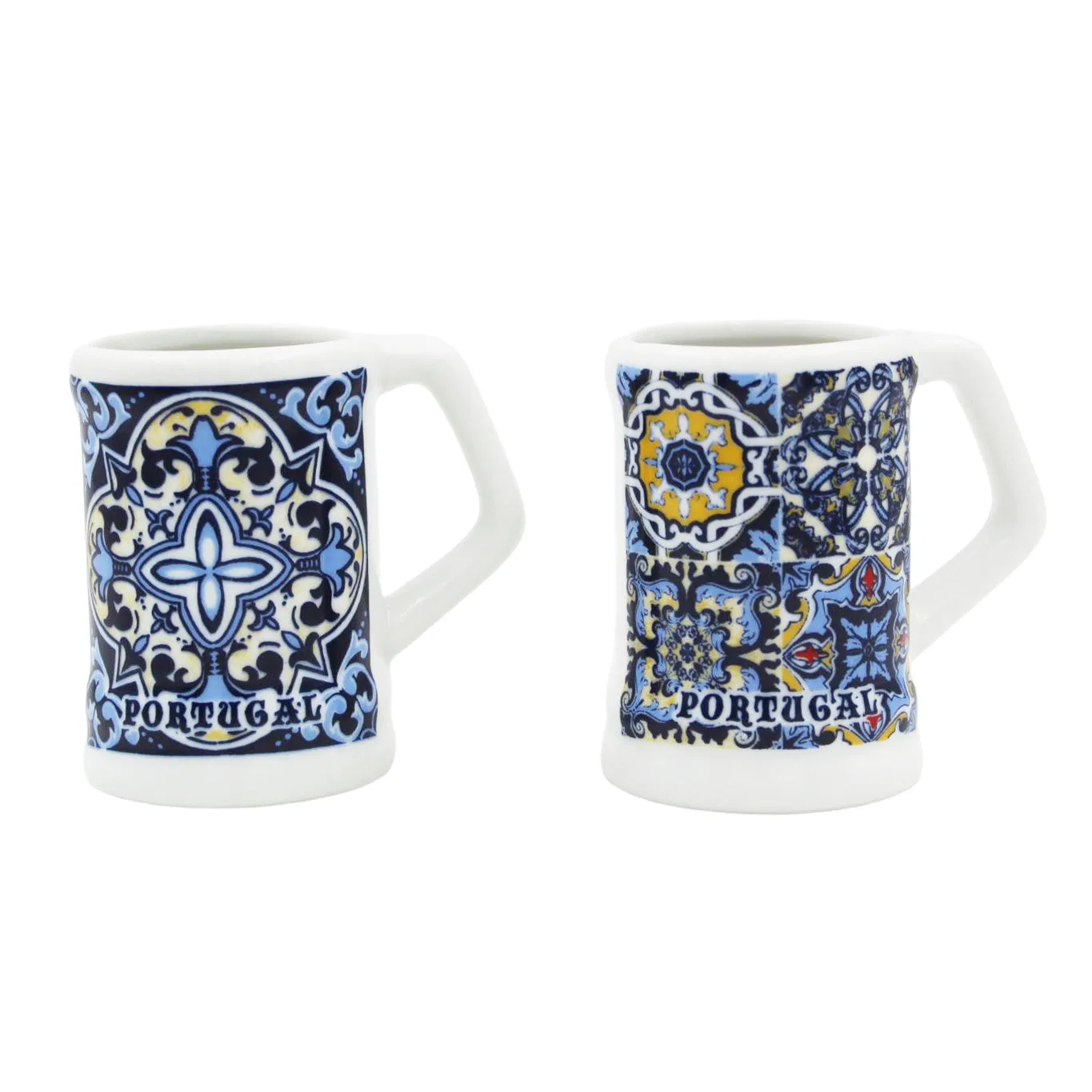 Traditional White Tile Azulejo Made in Portugal Mini Mugs, Set of 2