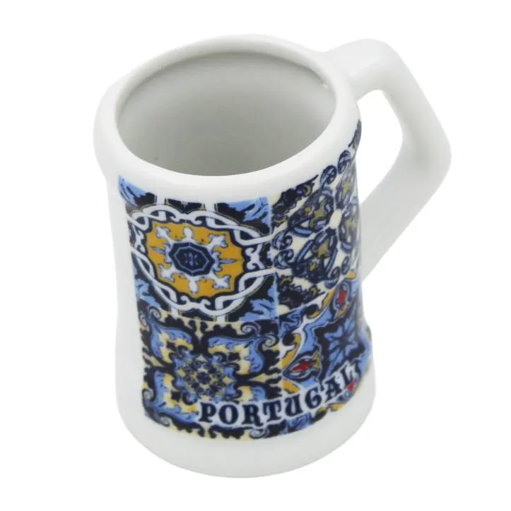 Traditional White Tile Azulejo Made in Portugal Mini Mugs, Set of 2