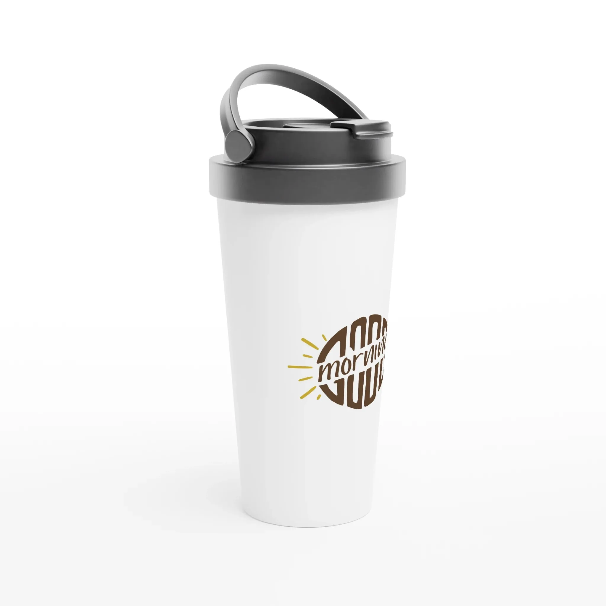 Travel Mug with Good Morning & Sunray Design