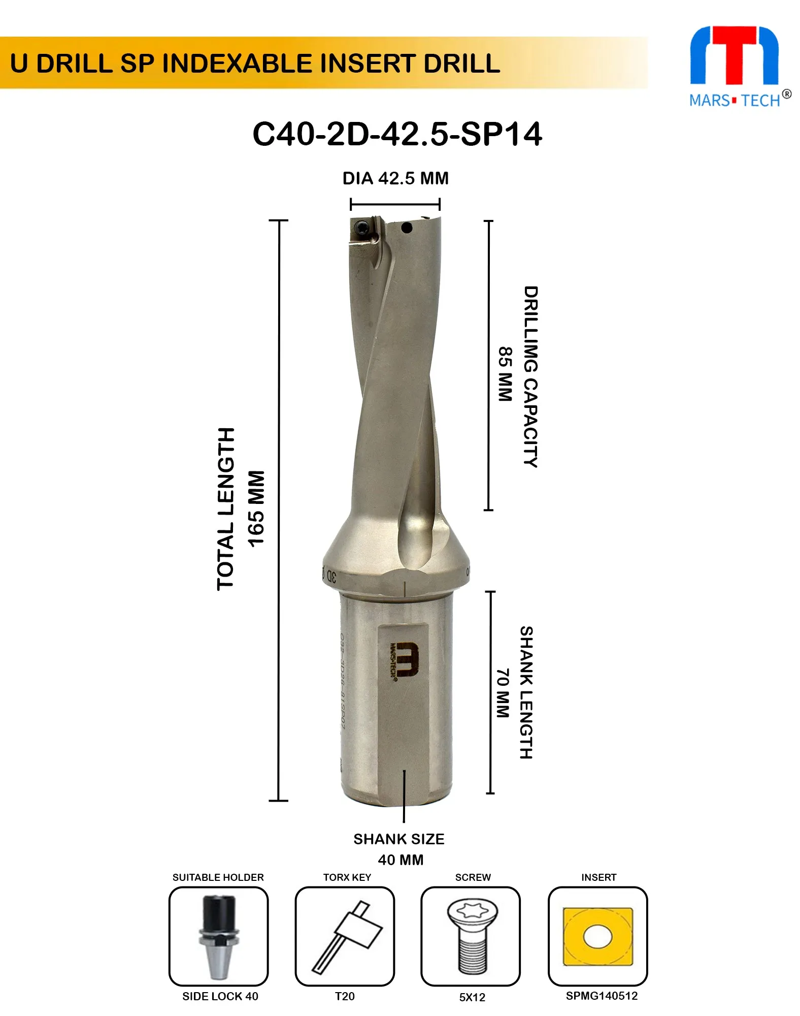 U drill 42.5 mm