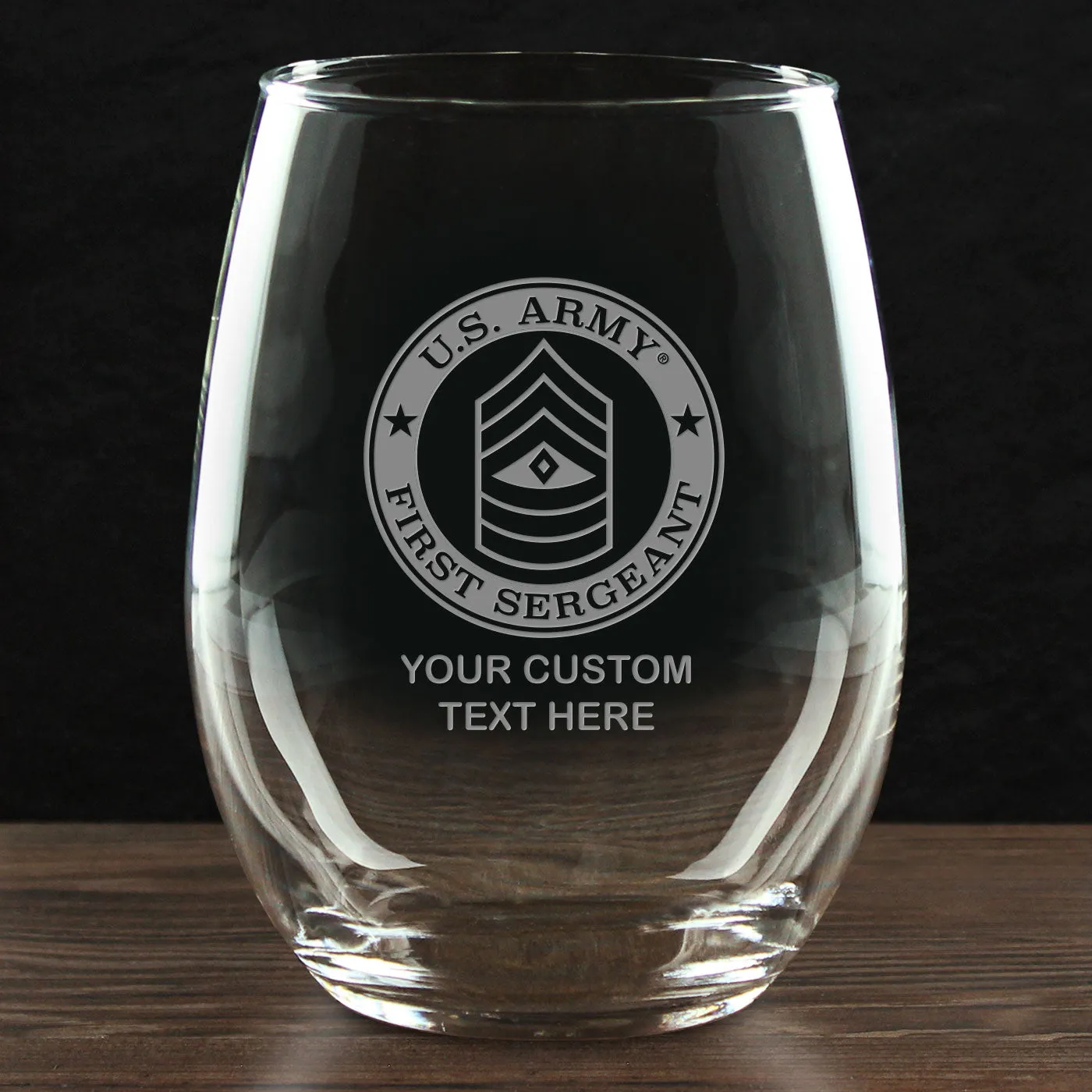 US Army 'Pick Your Design' Personalized 21 oz. Stemless Wine Glass