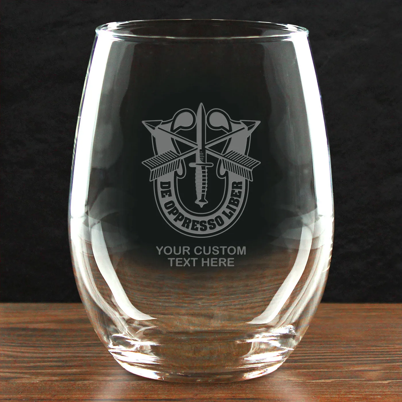 US Army 'Pick Your Design' Personalized 21 oz. Stemless Wine Glass