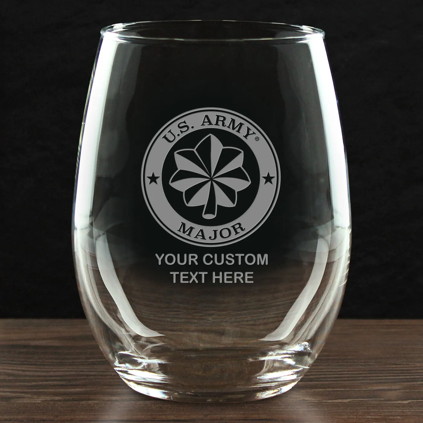 US Army 'Pick Your Design' Personalized 21 oz. Stemless Wine Glass